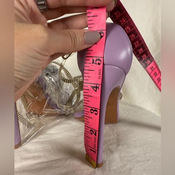 Lulus Damsia Purple Rhinestone Open Toe Ankle Strap Heels 8.5 - Picture 10 of 12